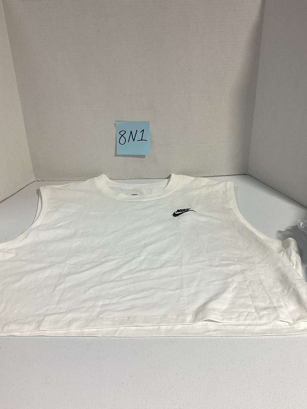 Nike White Crop Tank with Black Swoosh
